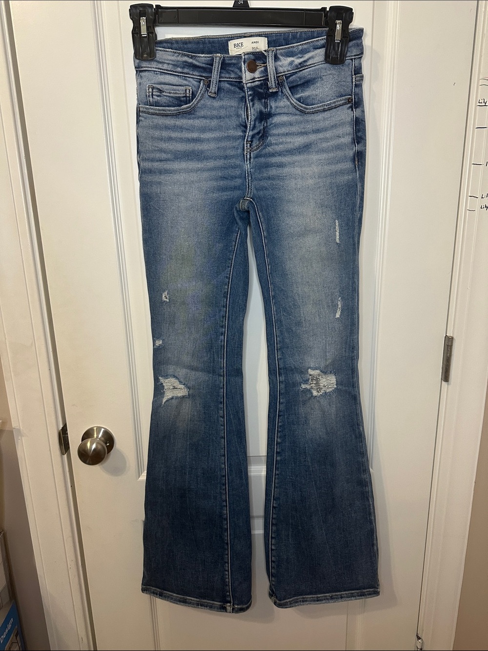 BKE Medium Blue Flared Distressed Jeans